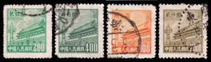 China, Peoples Rep. of, Scott 66, 68, 70, 71 (1950) Used F, CV $25.65 Q