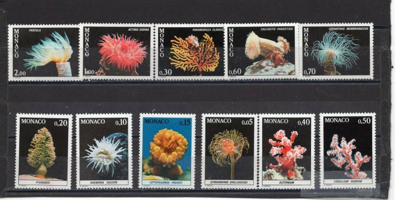 MONACO 1980 MARINE LIFE/CORALS SET OF 11 STAMPS MNH