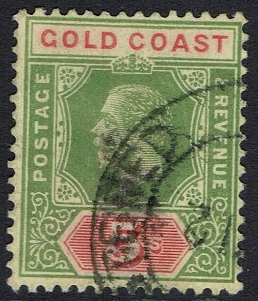 GOLD COAST 1913 KGV 5/- ON WHITE BACK DIE I WMK MULTI CROWN CA USED 