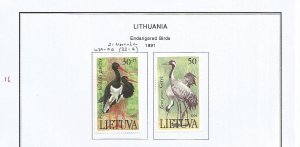 LITHUANIA - 1991 - Endangered Birds -  Perf 2v Set - M L H