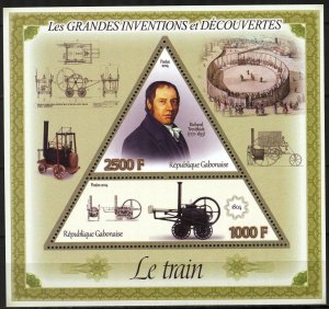 Gabon 2014 Inventors  Richard Trevithick Trains Locomotives Sheet MNH