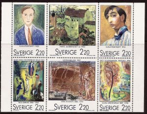 Sweden 1988 - - Paintings, Pane of 6 MNH # 1699a