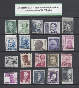 US Scott # 1278 - 1295 Prominent Americans Set of 20 MNH Issued in 1965 - 1979