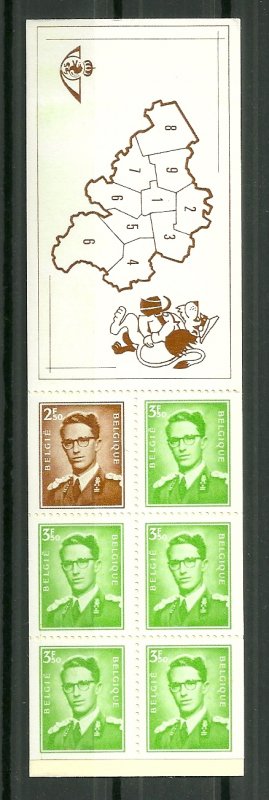 1970 Belgium complete booklet with Sc #473h pane MNH