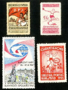 Czechoslovakia Stamps Lot of 4 Early Sports Labels