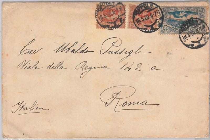 FRENCH COLONIES : Haute Silésie -  POSTAL HISTORY - COVER to ITALY 1920