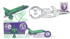 US SPECIAL EVENT CACHET COVER 20 YEARS OF UNITED STATES MANNED SPACE FLIGHTS
