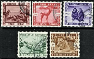[st1598] BELGIAN CONGO 1939 Scott#B27/31 used Animals *Zoological Garden*