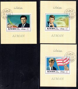 AJMAN 1969 KENNEDY BROTHERS MINT VF LH O.G S/S CTO (12AJ)