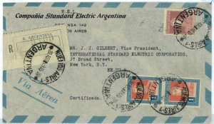 aa3037 - ARGENTINA - POSTAL HISTORY - REGISTERED Airmail  COVER to the USA 1935