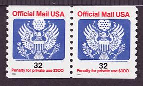 O153 Official Mail mint coil pair
