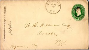 United States New York Sardinia 1890 target  Postal Stationery Envelope.