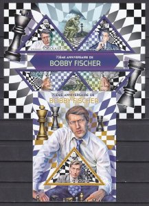 Togo, 2013 issue. Chess Master, Bobby Fischer, sheet of 4 and s/sheet. ^