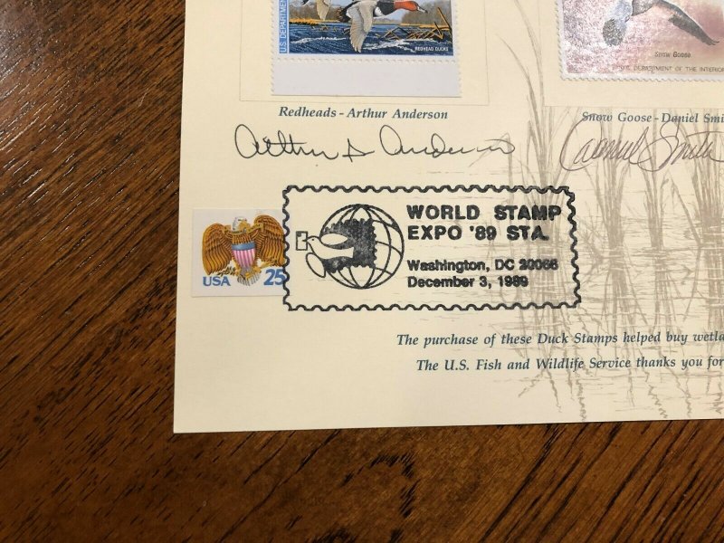 RARE 1989 Triple Duck Appreciation Souvenir Card: 3 Artist Signed Special Cancel