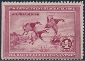 #RW2 VF OG NH WITH NATURAL STRAIGHT EDGE CV $700 BT2009