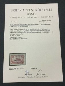 MOMEN: TOGO SG #H10 1914 USED **CERT** LOT #60011