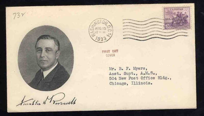 United States First Day Covers #732-8, 1933 3c National Recovery Administrati...