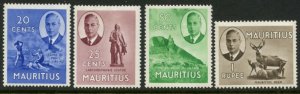 MAURITIUS Sc#242, 243, 245, 246 1950 KGVI Pictorials Middle Values Mint Hinged 