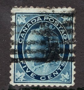 1897 - Canada - Sc#70 - 5¢ - Queen Victoria Maple Leaf - Used cv$14