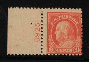 1917 Sc 509 MNH fresh OG 9c salmon red plate number single, Hebert NH CV $90 (20