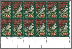 US 1445, MNH Plate Block of 12. Christmas.   Free Shipping!!