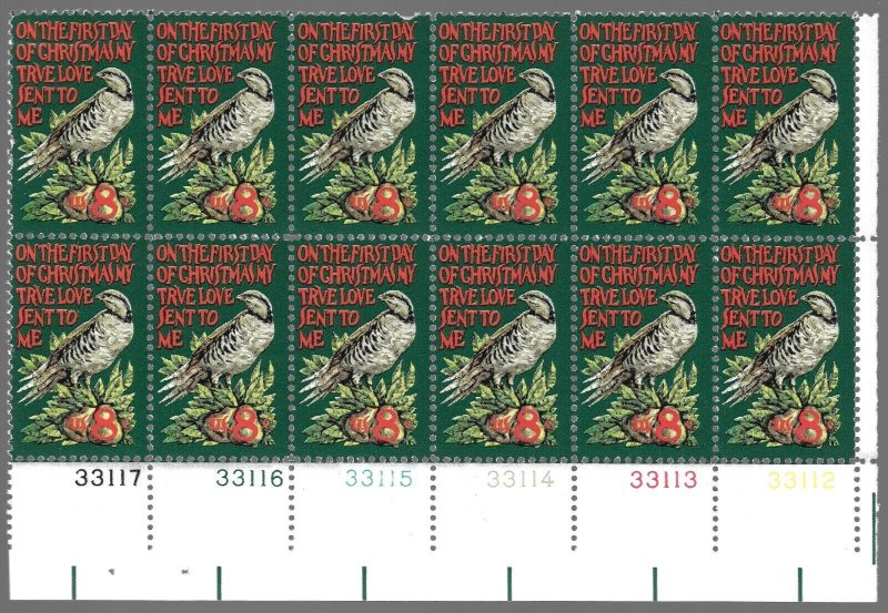 US 1445, MNH Plate Block of 12. Christmas.   Free Shipping!!