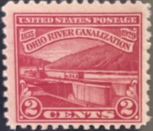 Scott #681 1929 2¢ Ohio River Canalization unused hinged