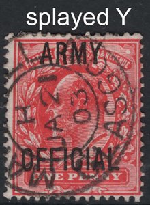 GB Officials 1902 1d scarlet Army Official sgO49 very fine used cds, variety