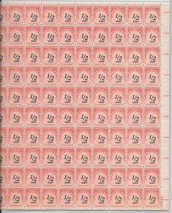 #J88 MNH Sheet 1959 1/2c POSTAGE DUE (my64)