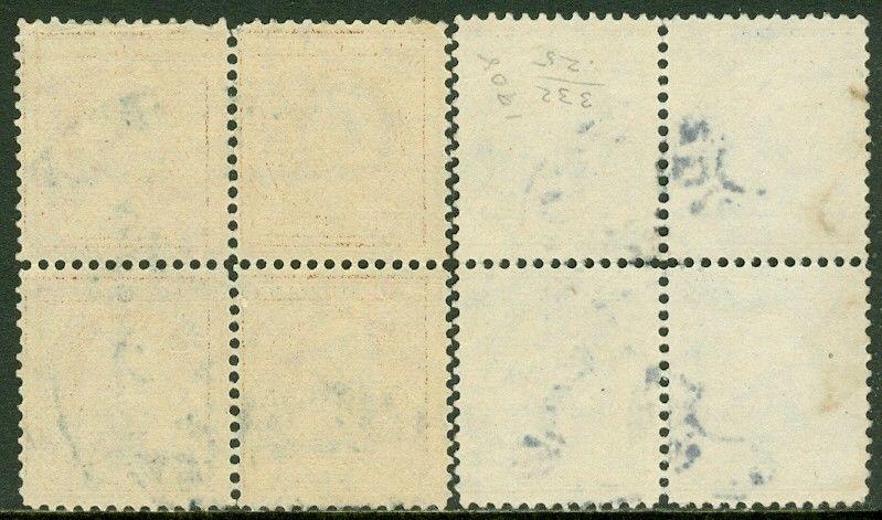 EDW1949SELL : USA 1908-9 Scott #334, 340 Blocks of 4. Used. Catalog $73.00.