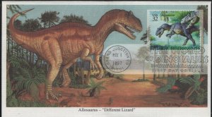US    3136g  FDC, DINOSAURS, DIFFERENT LIZARD  , MYSTIC,   CACHET,