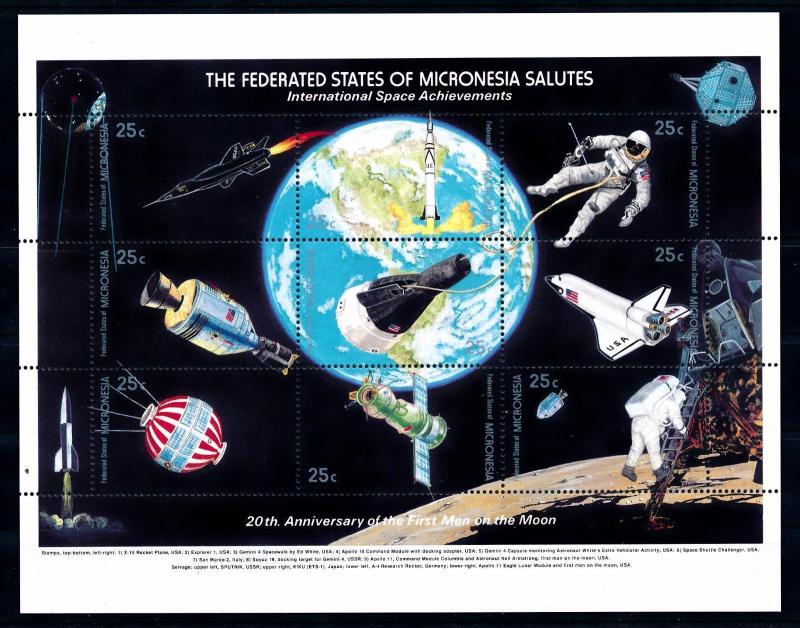 [64618] Micronesia  1989 Space Travel Weltraum Moonlanding Souvenir Sheet MNH