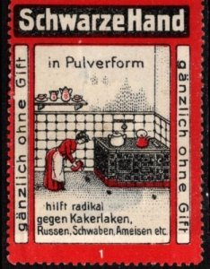 Vintage Germany Poster Stamp Black Hand Completely Without Poison In Powder Form