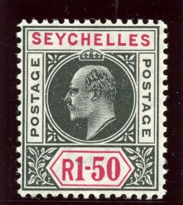 Seychelles 1906 KEVII 1r 50c black & carmine superb MNH. SG 69. Sc 61.