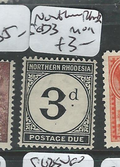 NORTHERN RHODESIA (P1408B) POSTAGE DUE 3D SGD3  MOG