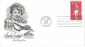 #C68, 8c Amelia Earhart, 2 diff. cachets