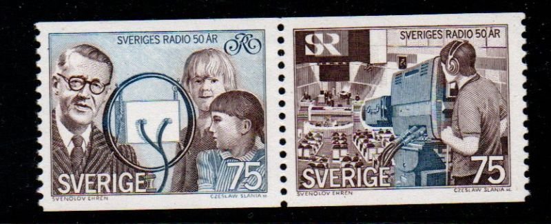 Sweden Sc 1106-7 1974 Swedish Broadcasting Corporation stamp set mint NH