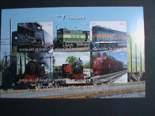 ​DJIBOUTI STAMP-2012 WORLD FAMOUS TRAINS RARE MNH IMPERF:  SHEET VERY FINE