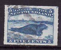 Newfoundland-Sc#40- id17-used 5c blue Harp seal-1876-