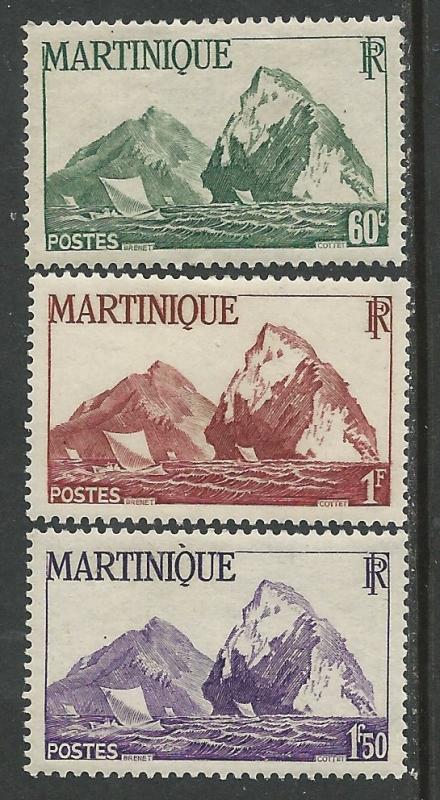 Martinique # 220-222 Cliffs    (3) VF Unused