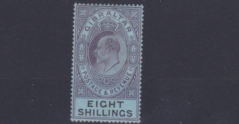 GIBRALTAR  1903  SG 54  8/-  DULL PURPLE & BLACK  MH  CAT £170