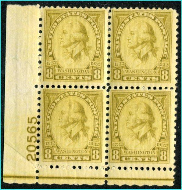 #713  Mint Never Hinged  Plate Blocks of four 