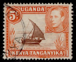 KENYA UGANDA TANGANYIKA GVI SG133, 5c reddish brown & orange FINE USED. P 13x11¾