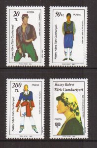 Cyprus  Turkish   #206-209   MNH   1987  folk dancers