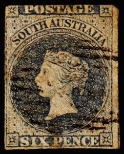 South Australia Scott 8 (1857) Used F-G, CV $200.00 M