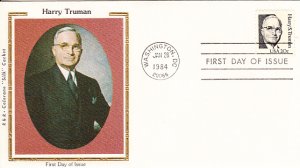 USA 1984 FDC Sc 1862 20c Harry S. Truman R & R Colorano Silk Cachet