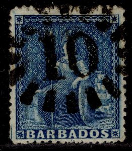 BARBADOS QV SG52, 1d blue, FINE USED. WMK small star