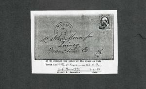 US Sc#11a Experimental Orange Brown Amonette Cert 1851 Letter, Cv. $700