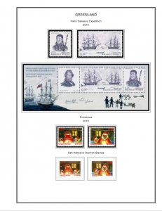 COLOR PRINTED GREENLAND 1905-2010 STAMP ALBUM PAGES (100 illustrated pages)