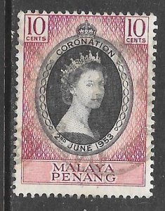 Malaya Penang 27: 10c Elizabeth II, used, VF